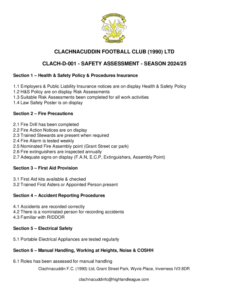 thumbnail of CLACH-D-001 – SAFETY ASSESSMENT – SEASON 2024 25