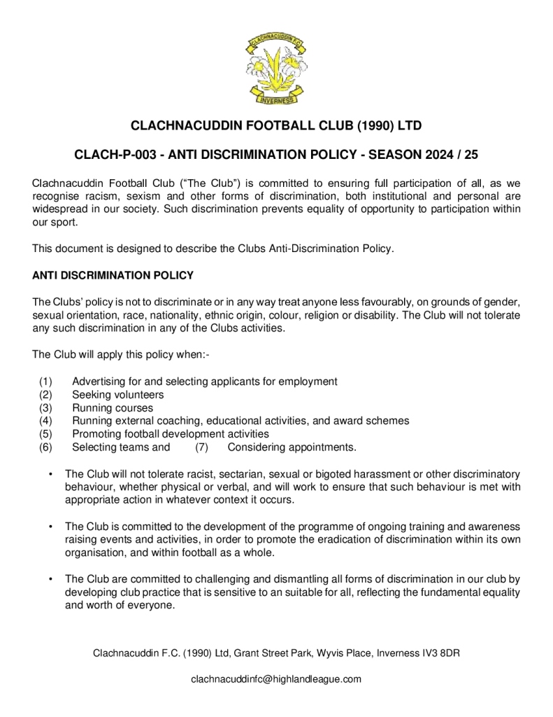 thumbnail of CLACH-P-003 – ANTI DISCRIMINATION POLICY – SEASON 2024 25