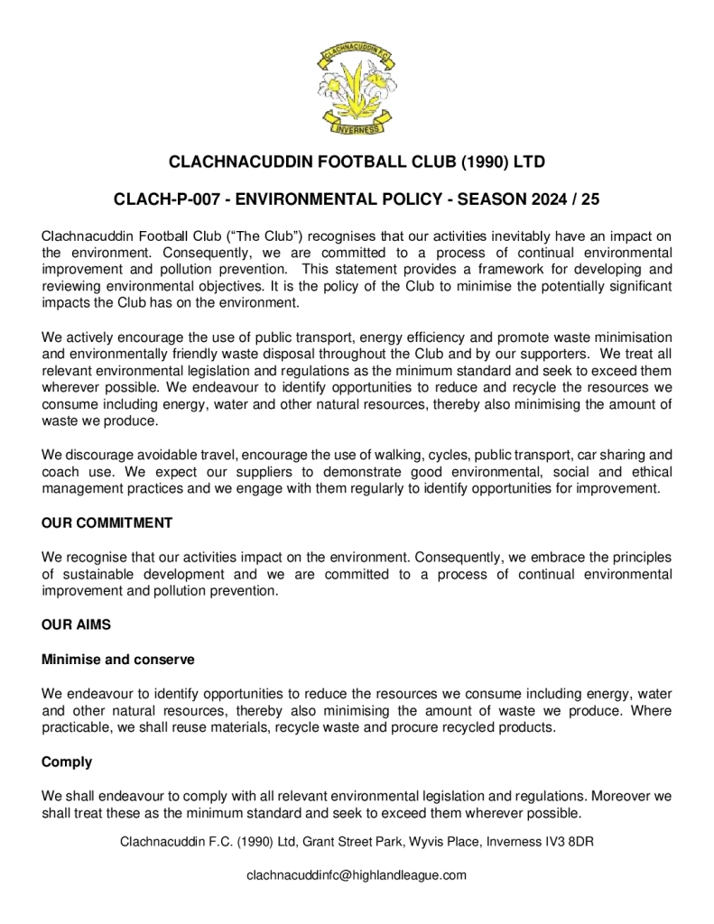 thumbnail of CLACH-P-007 – ENVIRONMENTAL POLICY – SEASON 2024 25