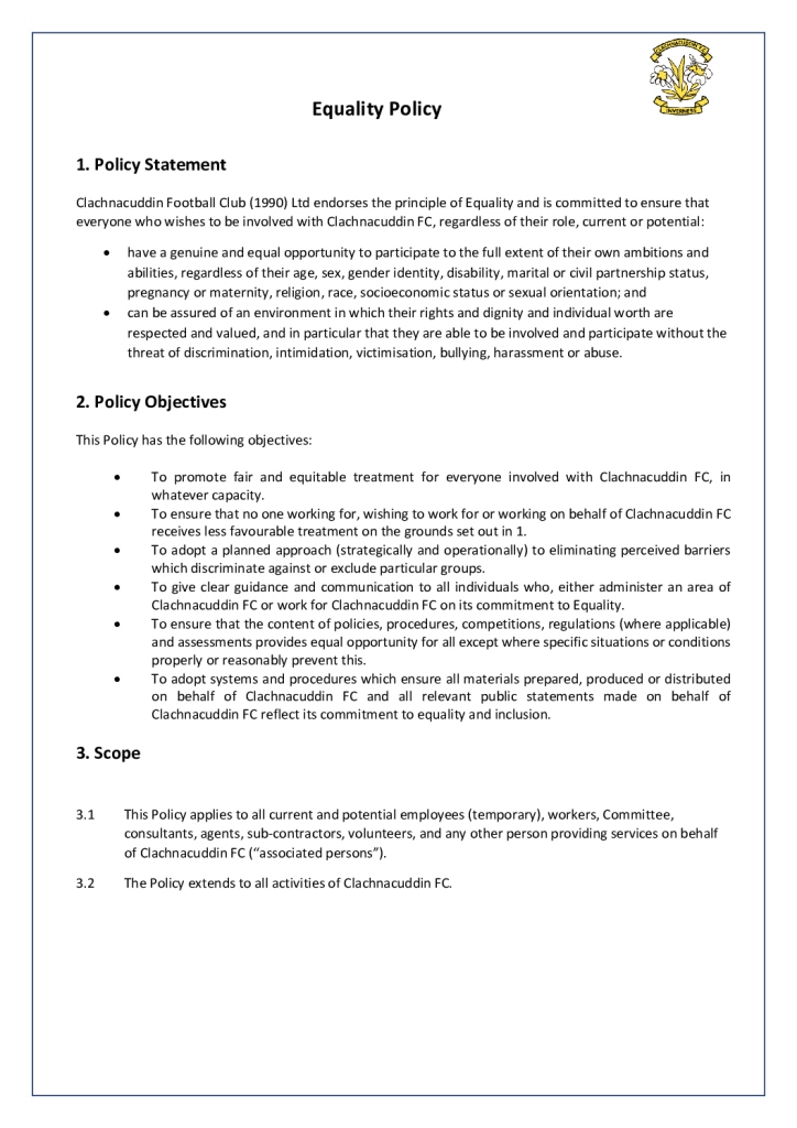 thumbnail of Equality Policy